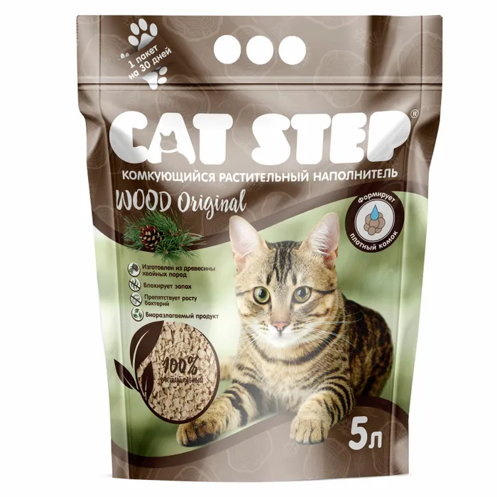 lJtsaNuyimprFnLupSpVQmqsB1NK0GgW4L16BNrHIk4= Наполнитель Cat Step 5 л 2.474 кг древесный, комкующийся — изображение 1