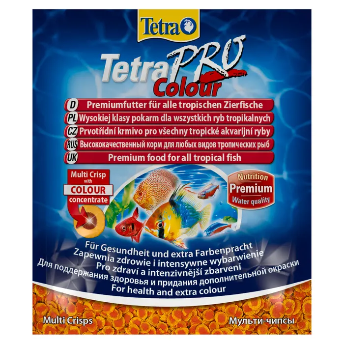 Py2FzheVvhoqV1WTINpunoQ9QZ0OnoFI28CAygf0nA4= Корм для всех декоративных рыб Tetra Pro Color Crisps 12г для улучшения окраса в чипсах саше — изображение 1